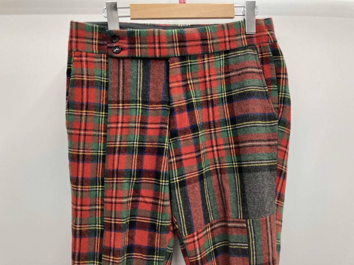 COMME des GARÇONS 　中綿入り赤黒チェックパンツ BLACK COMME des GARCONS ブラックコムデギャルソン 17AW 縮絨ウール