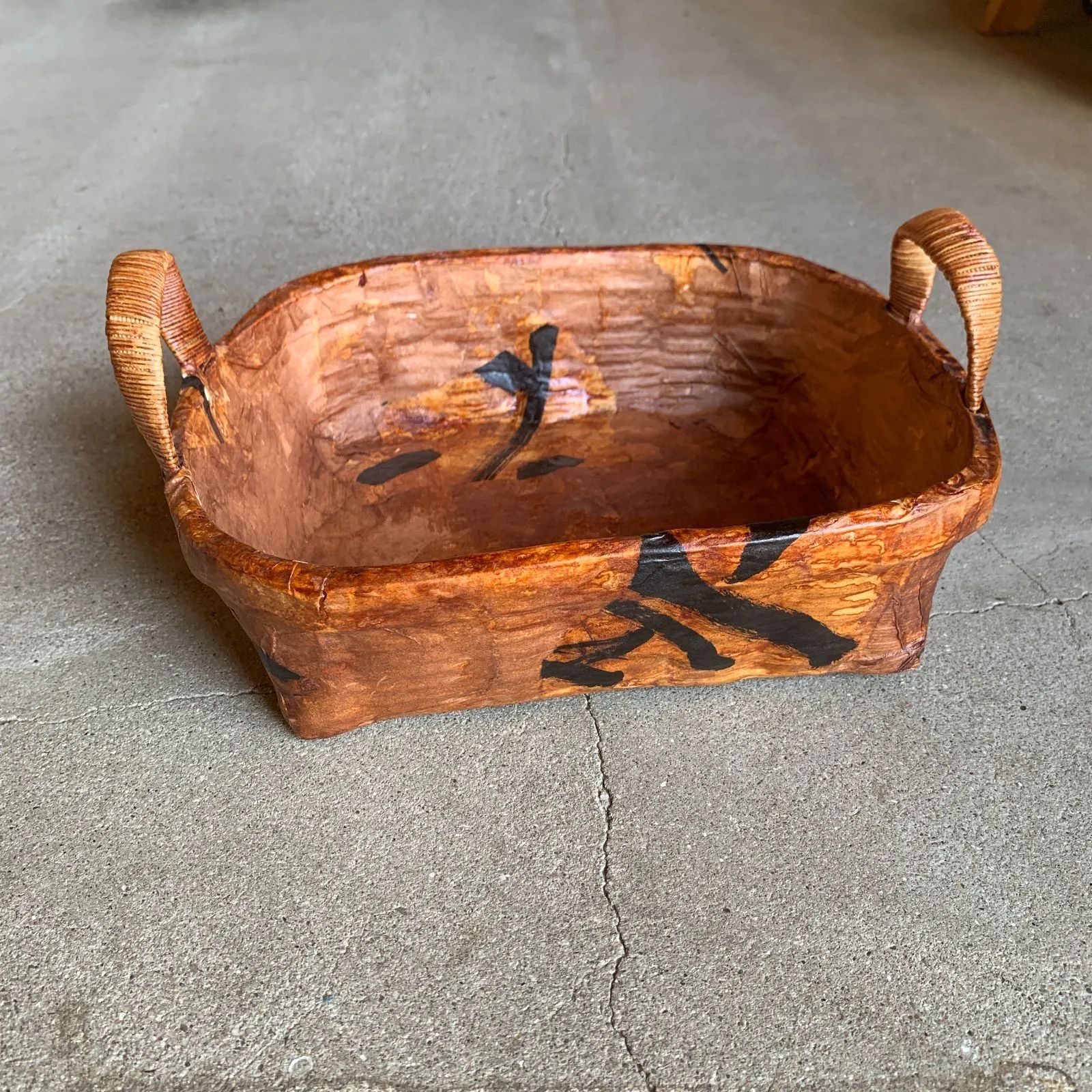 一閑張り かご バスケット 持ち手付き 小物入れ インテリア 籠 カゴ