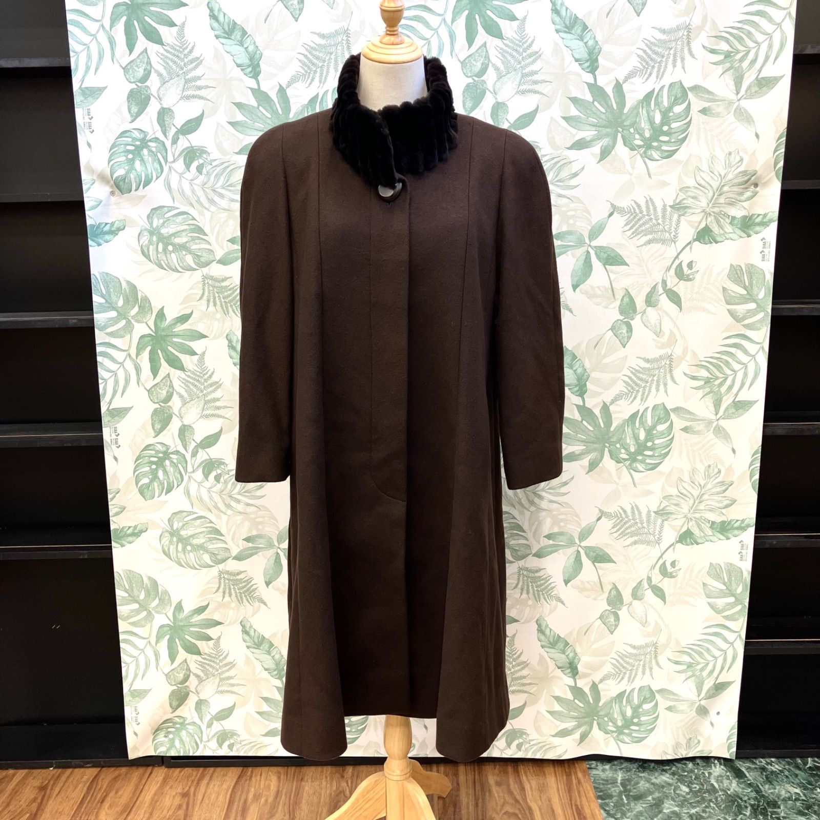 GR1248 leilian レリアン ロングコート Mサイズ ブラウン カシミヤ