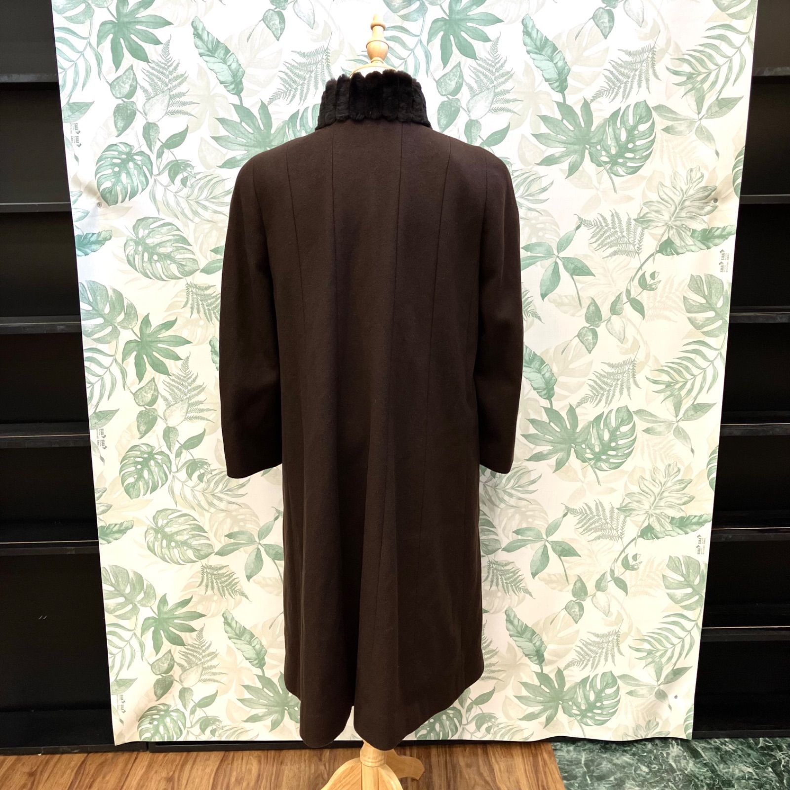 08未使用 カシミアコートブラウンレリアンLeilian　着丈120cm15号 GR1248 leilian レリアン ロングコート Mサイズ ブラウン カシミヤ