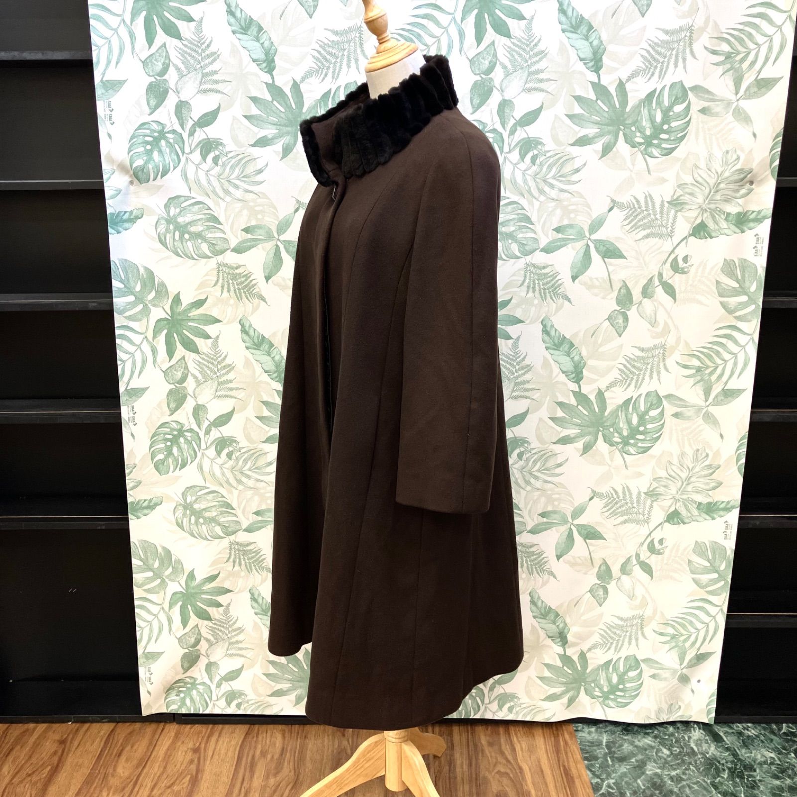 GR1248 leilian レリアン ロングコート Mサイズ ブラウン カシミヤ