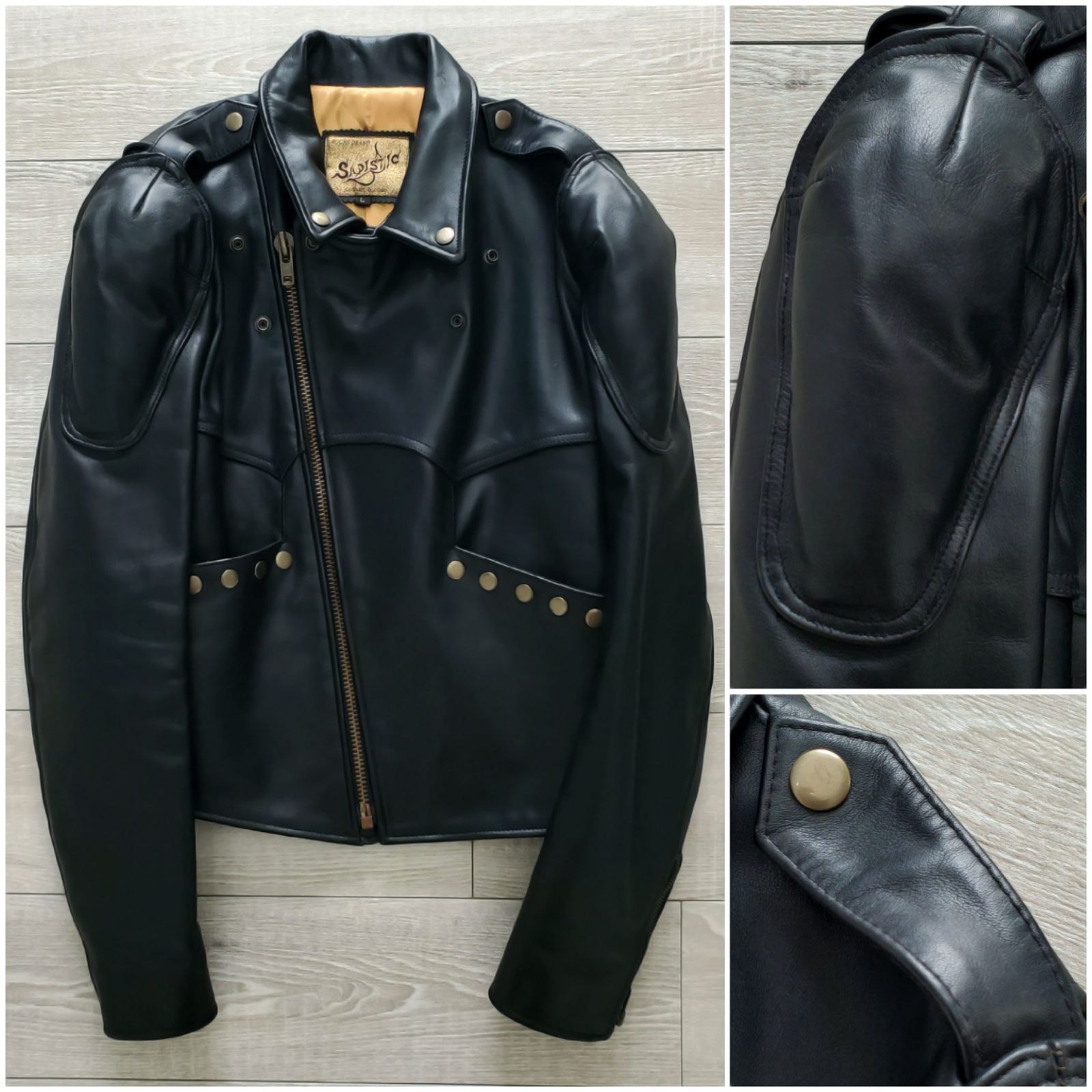 サディスティックビー　レザージャケット　シングルライダース　ロカビリー　原宿 SADISTIC-B サディスティックビー□美品 牛革 バトルスーツ ライダース