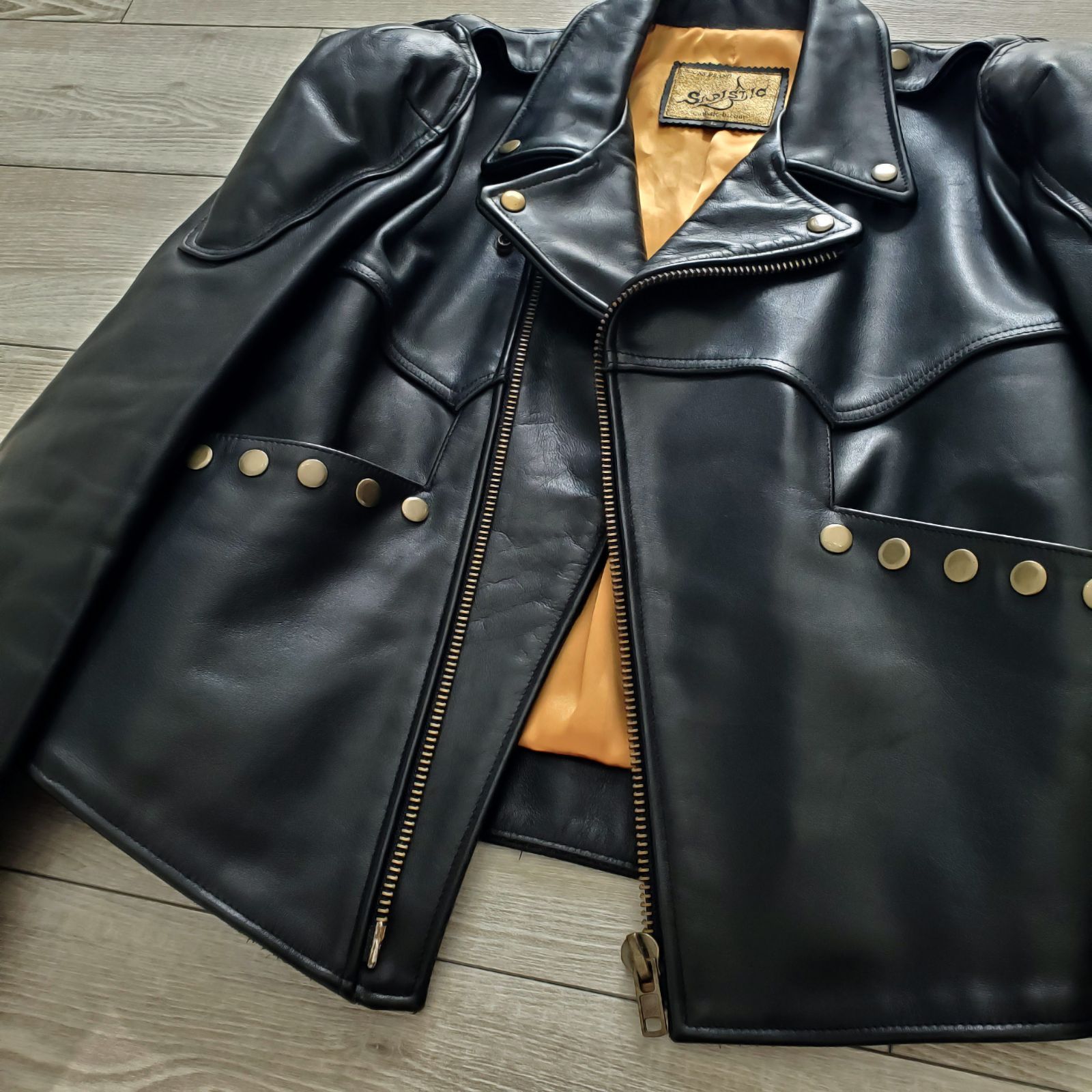 サディスティックビー　レザージャケット　シングルライダース　ロカビリー　原宿 SADISTIC-B サディスティックビー□美品 牛革 バトルスーツ ライダース