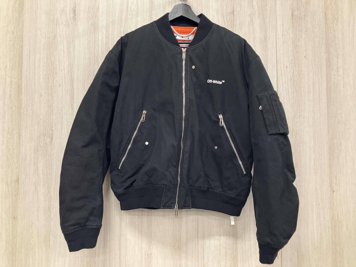OFF-WHITEオフホワイト OMEH040C99FAB001 MA-1 ブルゾン ジャケットXLサイズ ブラック