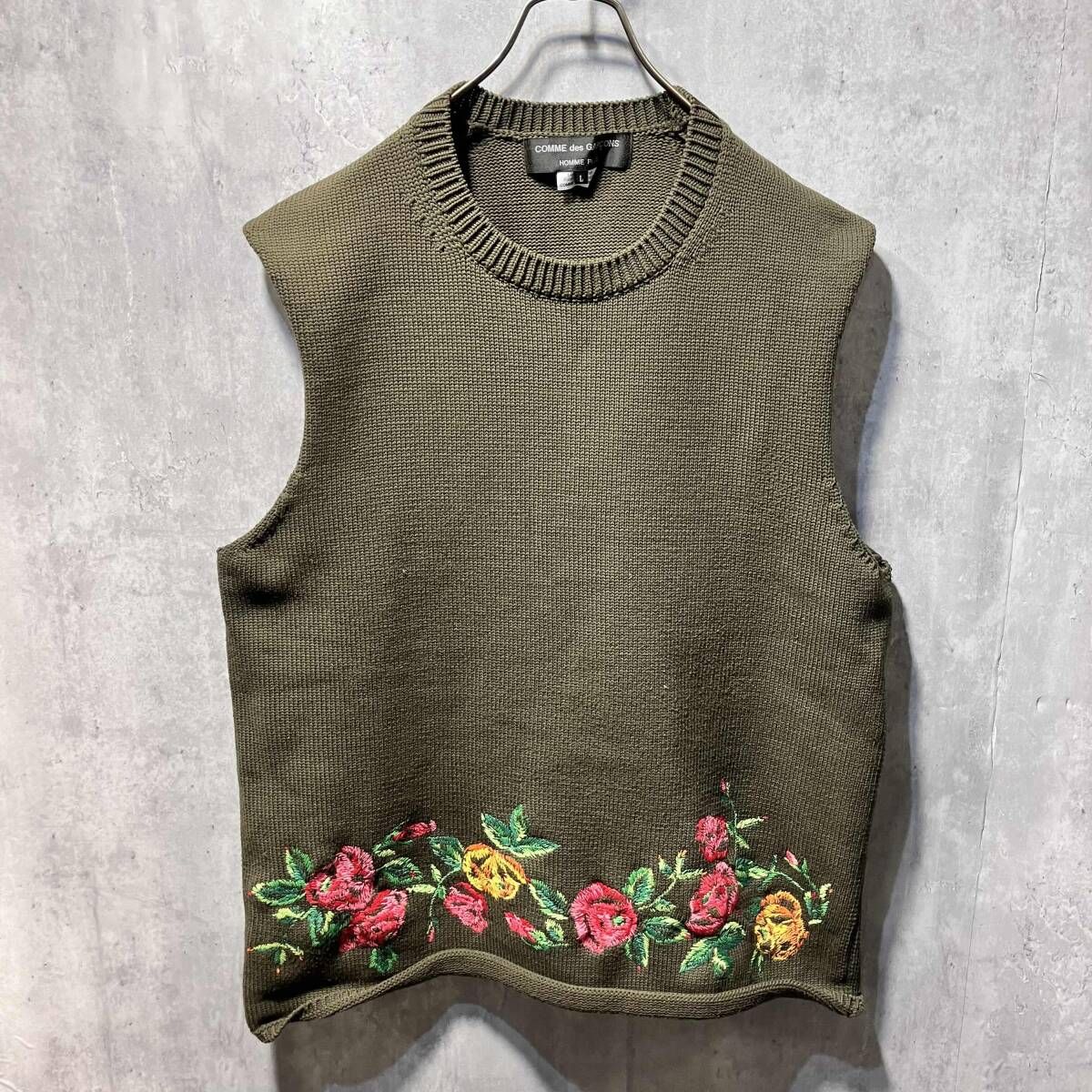 22ss CONNE des GARCONS HOMME PLUS Flower vest フラワー刺繍ベスト L