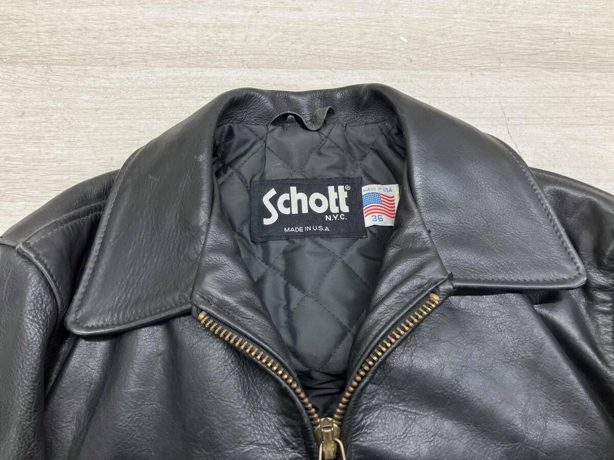 冬 SCHOTT ショット シングルライダース Dポケ S ブラック 【公式通販】