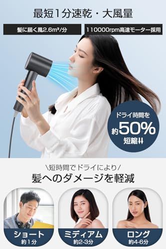 新品】ドライヤー 大風量 速乾 【3億高濃度マイナスイオン・温冷風自動