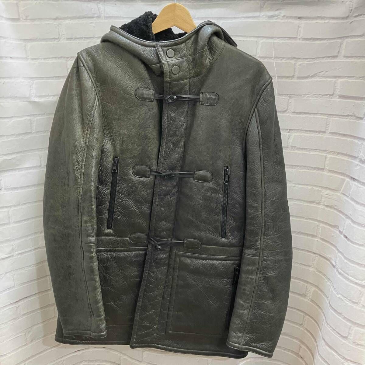 DROMe ドローム ダッフルコート リアルムートン ラムレザー 本革 サイズXS ブラック