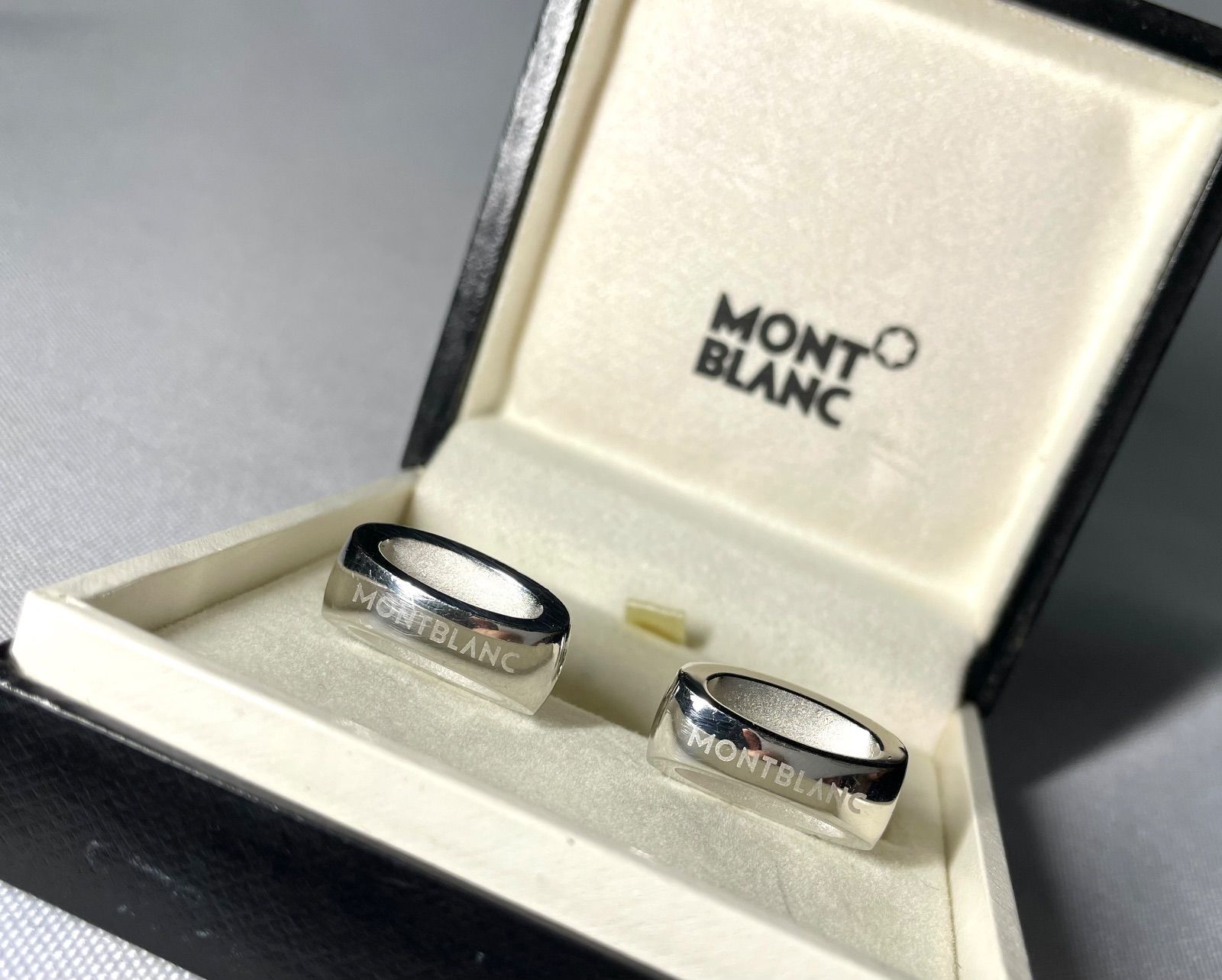 モンブラン ブランドロゴ文字 スターリングシルバーカフス カフリンクス ボタン SV 925 ケースあり