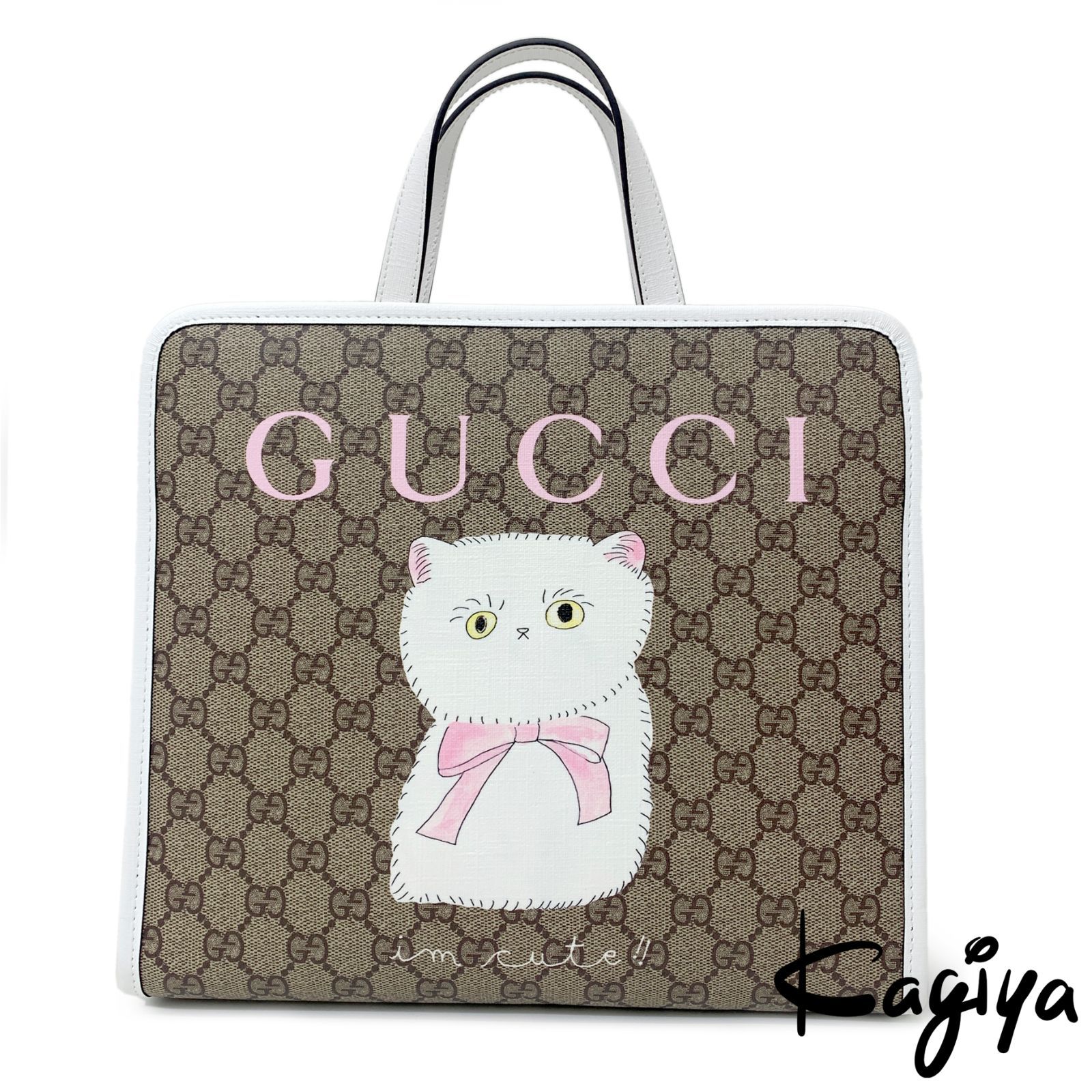 未使用 GUCCI グッチ トートバッグ ネコ GG スプリーム キャンバス
