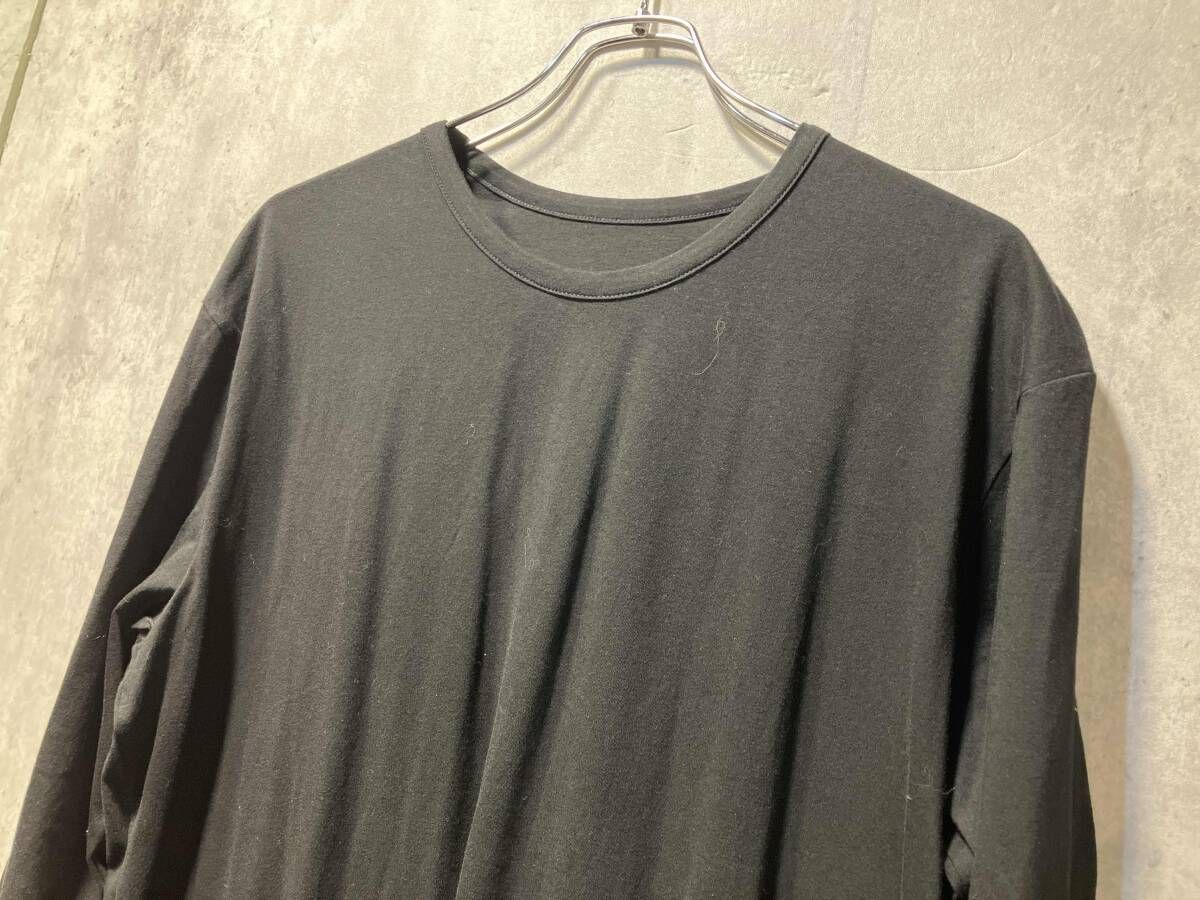 Ground Y / 長袖Tシャツ/3/コットン/ブラック/GE-T24-040 GROUND Y side zip over size cut and sewn black long sleeve tee GE