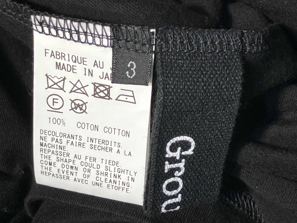 GROUND Y side zip over size cut and sewn black long sleeve tee GE