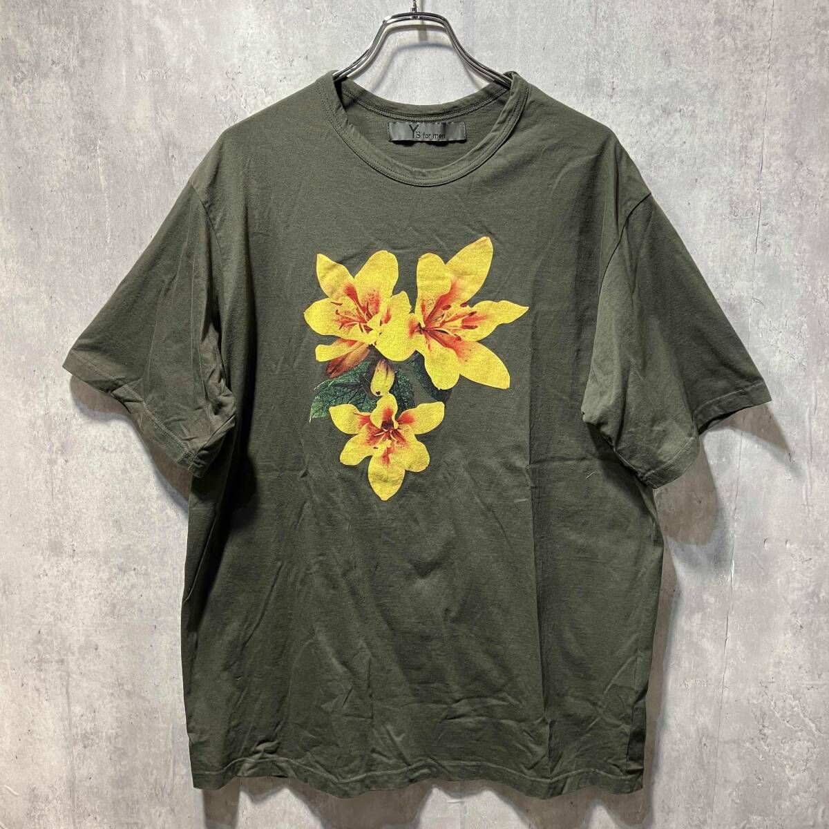 Y s for men 半袖Tシャツ Flower TEE サイズ3 カーキ 1246 ワイズフォーメン