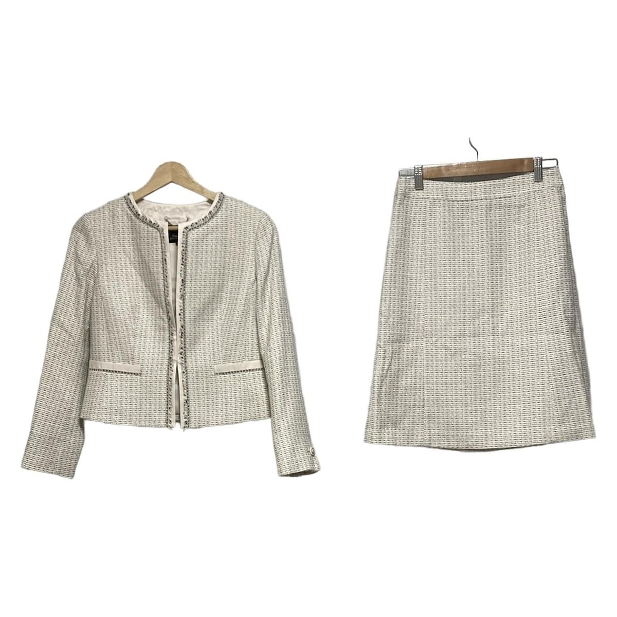 23区 ニジュウサンク スカートスーツ レディース 白 黒 ラメ