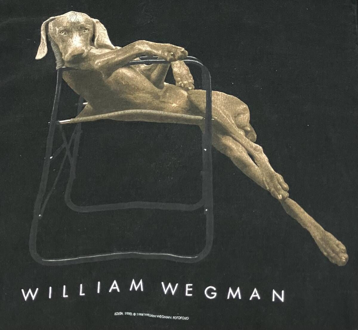 FRUIT OF THE LOOM / 90s/WILLIAM WEGMAN/コピーライト1994/Tシャツ/M/コットン/ブラック 古着 半袖Tシャツ サイズ表記なし 90s コピーライト1994 WILLIAM