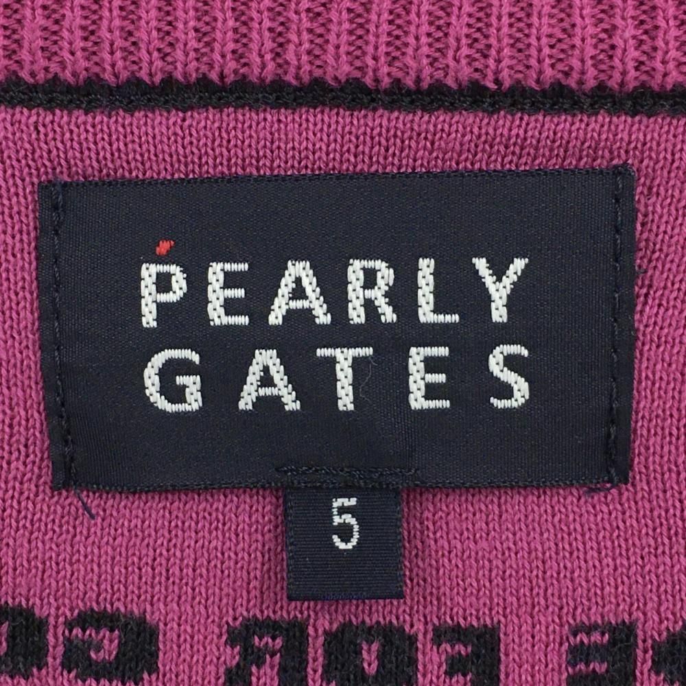 美品】パーリーゲイツ ニットカーディガン ダーックネイビー×ピンク