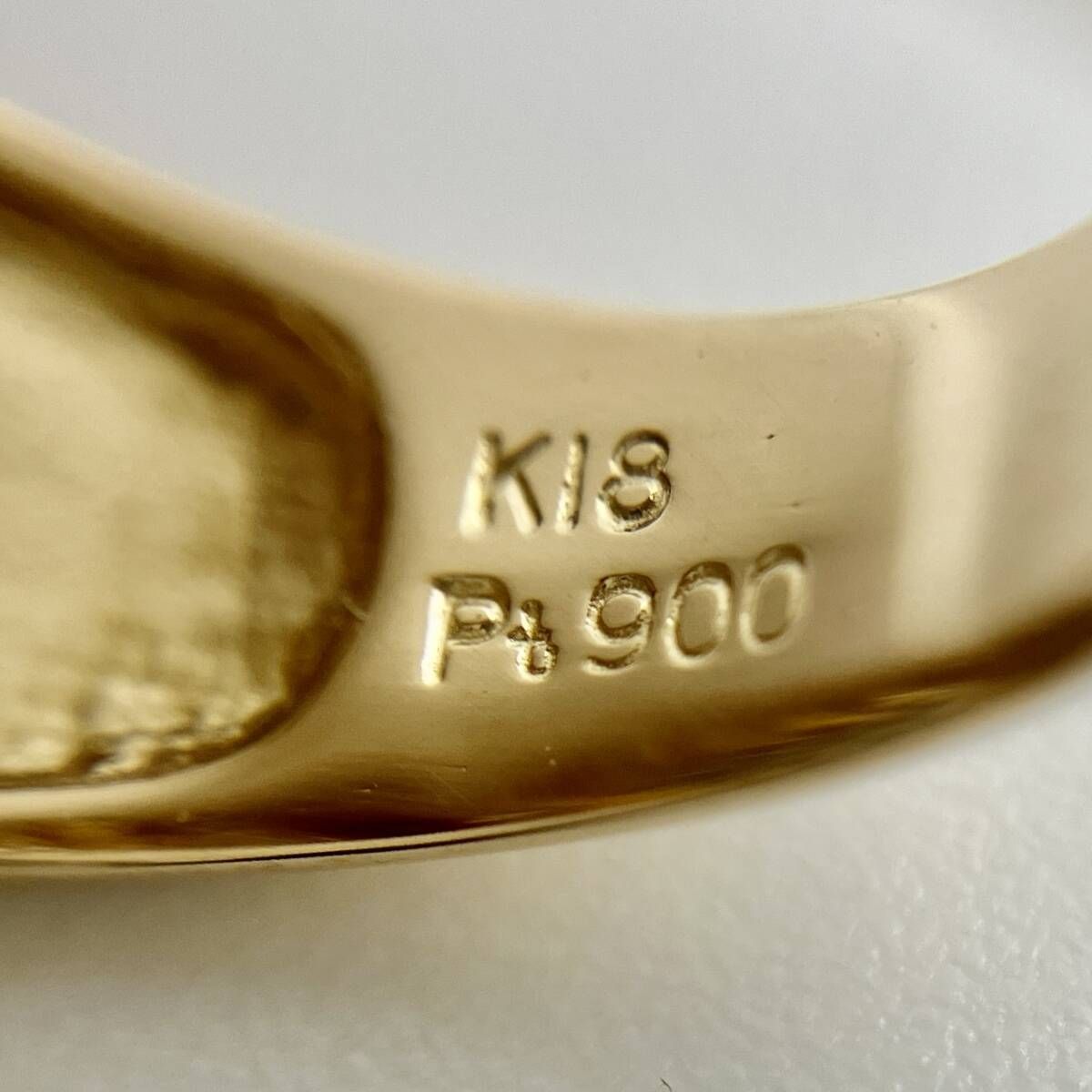 K18 18金 Pt900 プラチナ900 デザインリング 11号 5.2g 研磨済み
