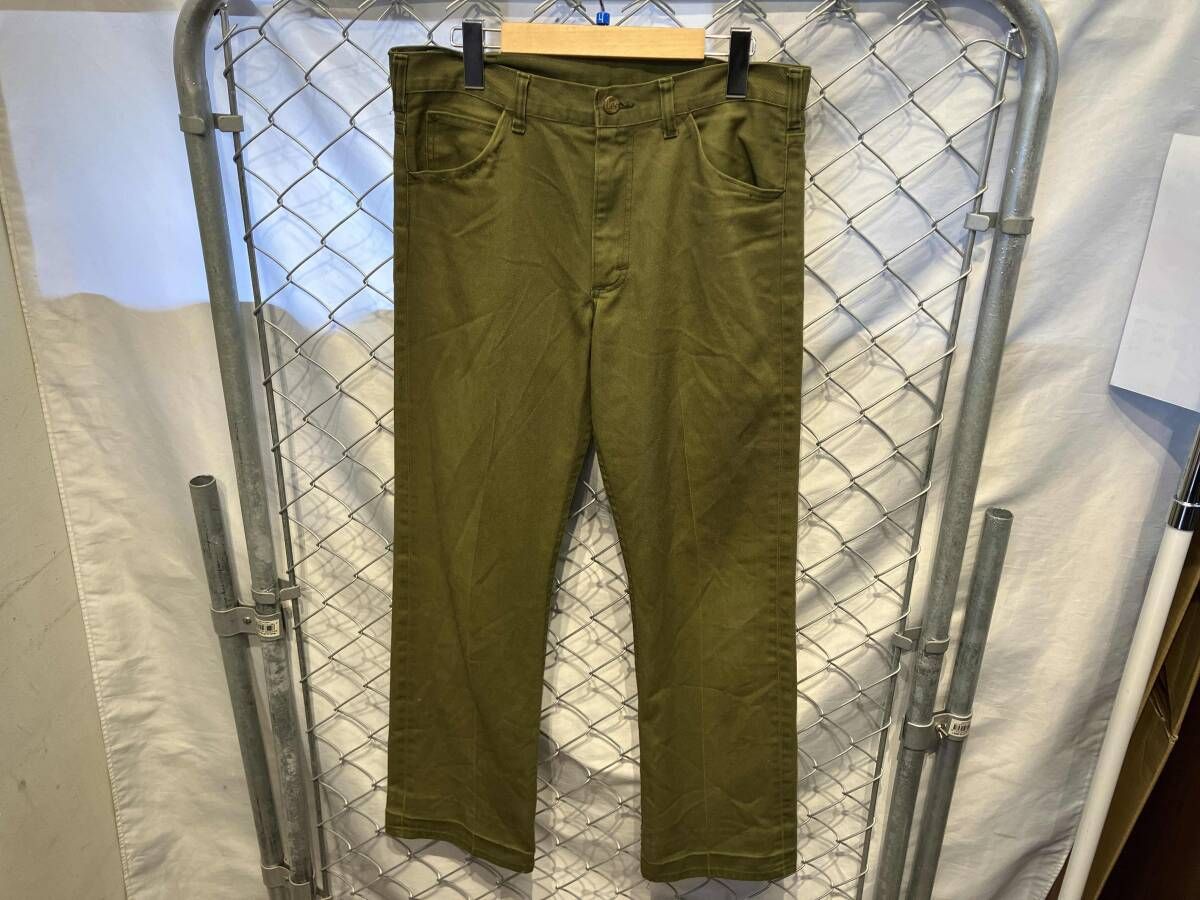 70-80s Lee リー ブーツカット 42talon タロンジップ グリーン コ綿