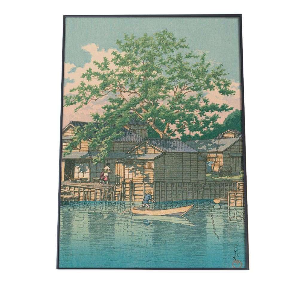 A2サイズ（約42x59cm）】【bn-poster-146】川瀬巴水 49舟堀栗渡 複製