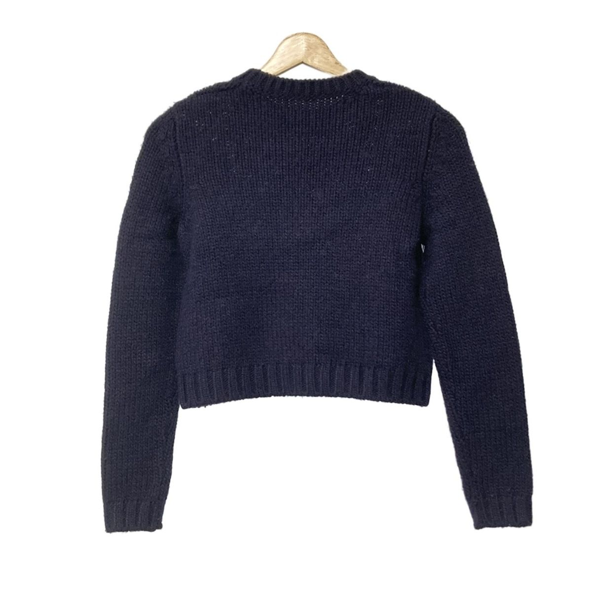 ミュウミュウ　ニット セーター サイズ36 長袖 miumiu(ミュウミュウ) 長袖セーター サイズ36 S レディース - ネイビー
