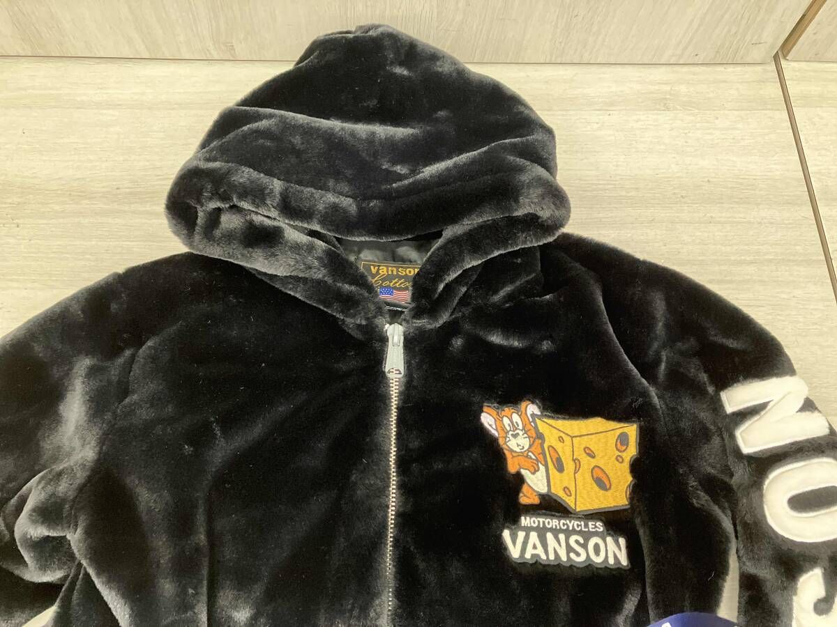 VANSON TOM&JERRYコラボ ファージャケット Sサイズ ブラック パーカー 