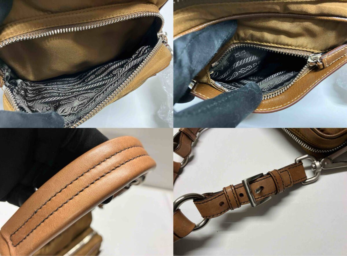美品 PRADA ワンショルダーバッグ レザー切り替え シルバー金具