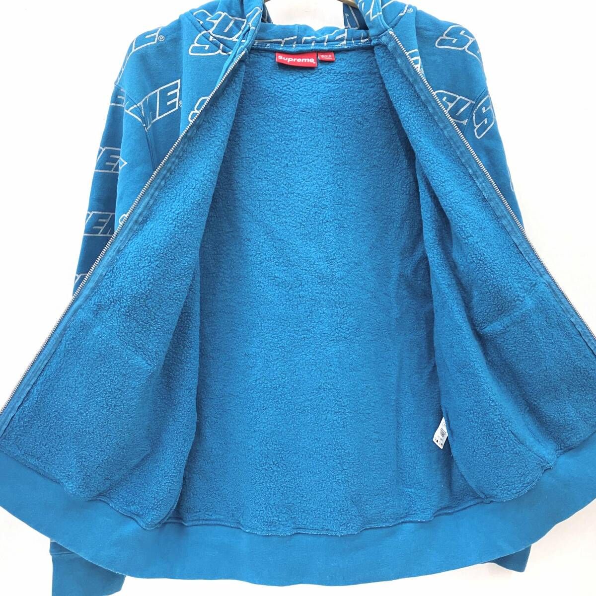 Supreme シュプリーム 18SS Repeat Zip Up Hooded パーカー ブルー 