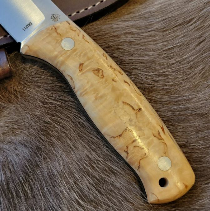  J V スペイン産 DROP XS キャンプ用 ナイフ カーリーバーチ ブッシュクラフト アウトドア フルタングナイフ ナイフ ツール アウトドア