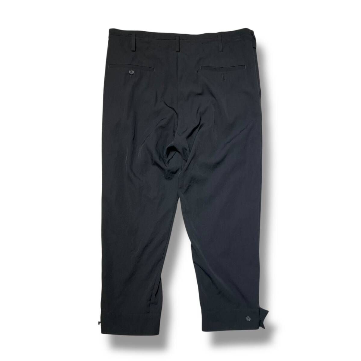 25 ss YOHJI POUR HOMME HP-P 45-100 WOOL BELTED HEM PANTS サイズ3 ブラック ヨウジヤマモトプールオム