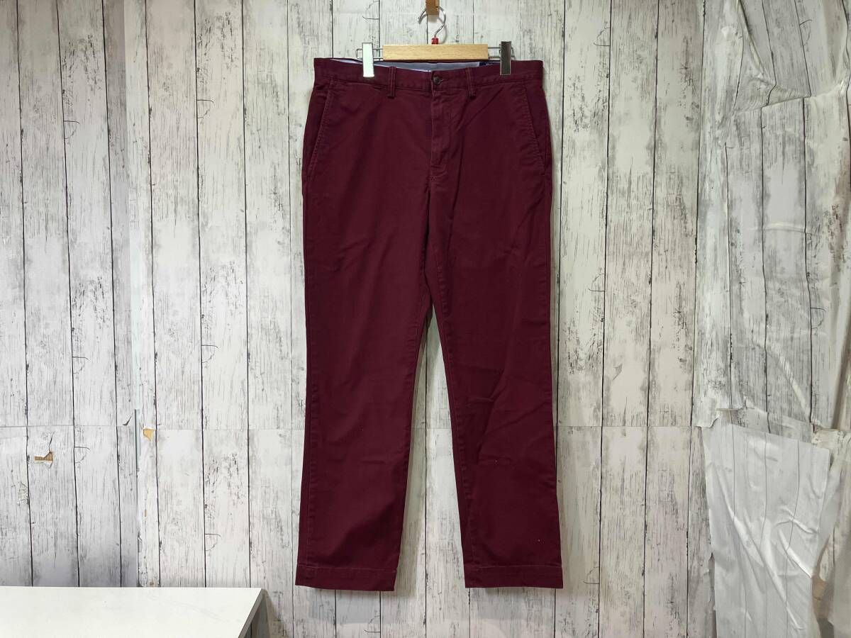 POLO RALPH LAUREN ラルフローレン 綿パン エンジ Mサイズ ワンポイント刺繍 チノパン ノータック 