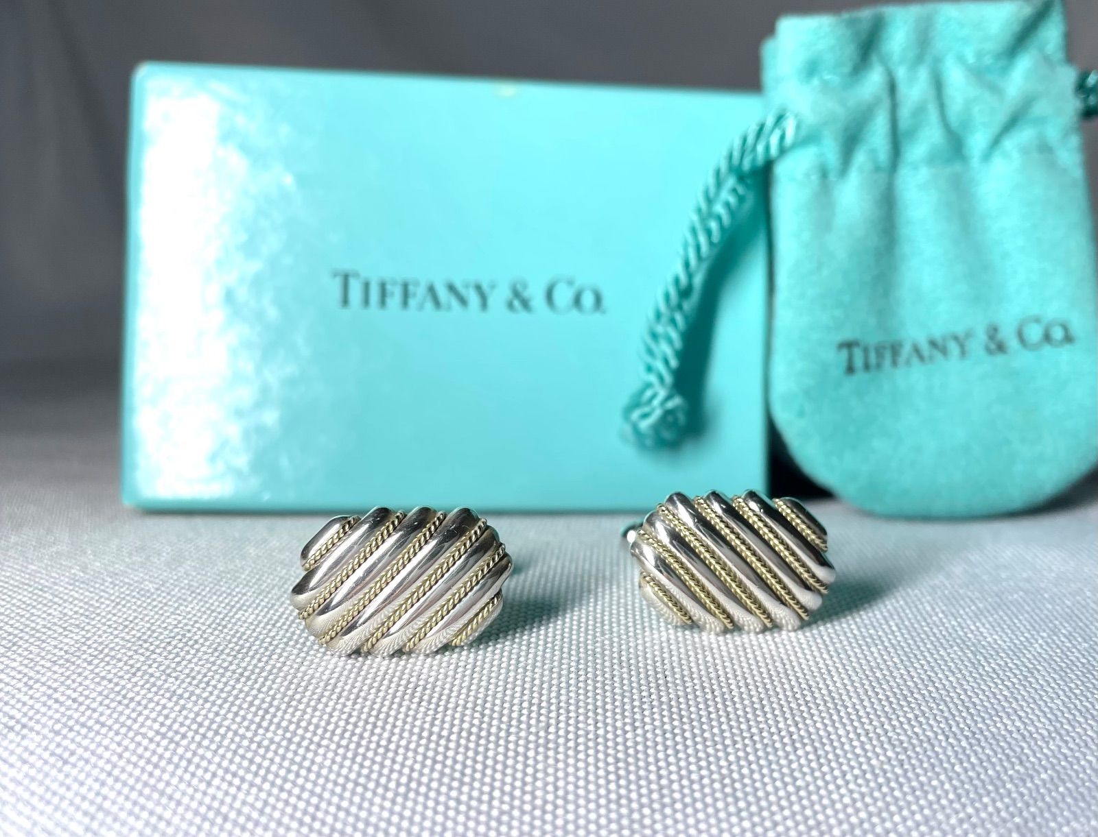 美品 Tiffany ティファニー 18Kゴールド & スターリングシルバー AU750