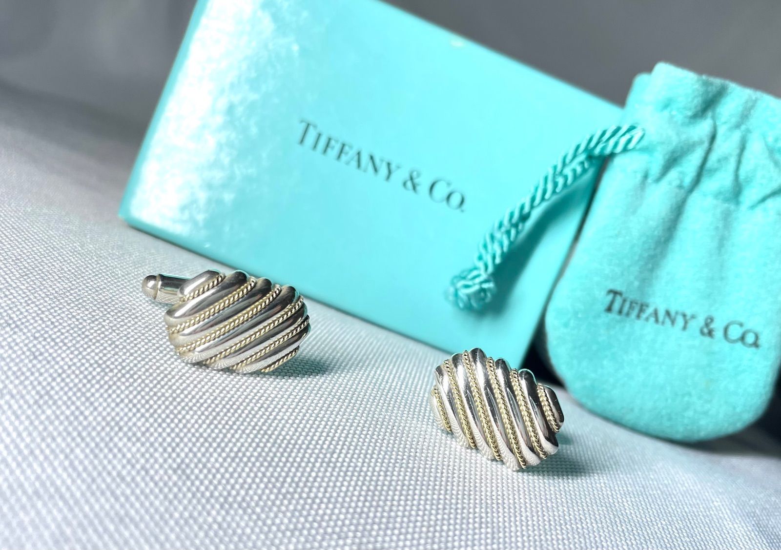 美品 Tiffany ティファニー 18Kゴールド & スターリングシルバー AU750
