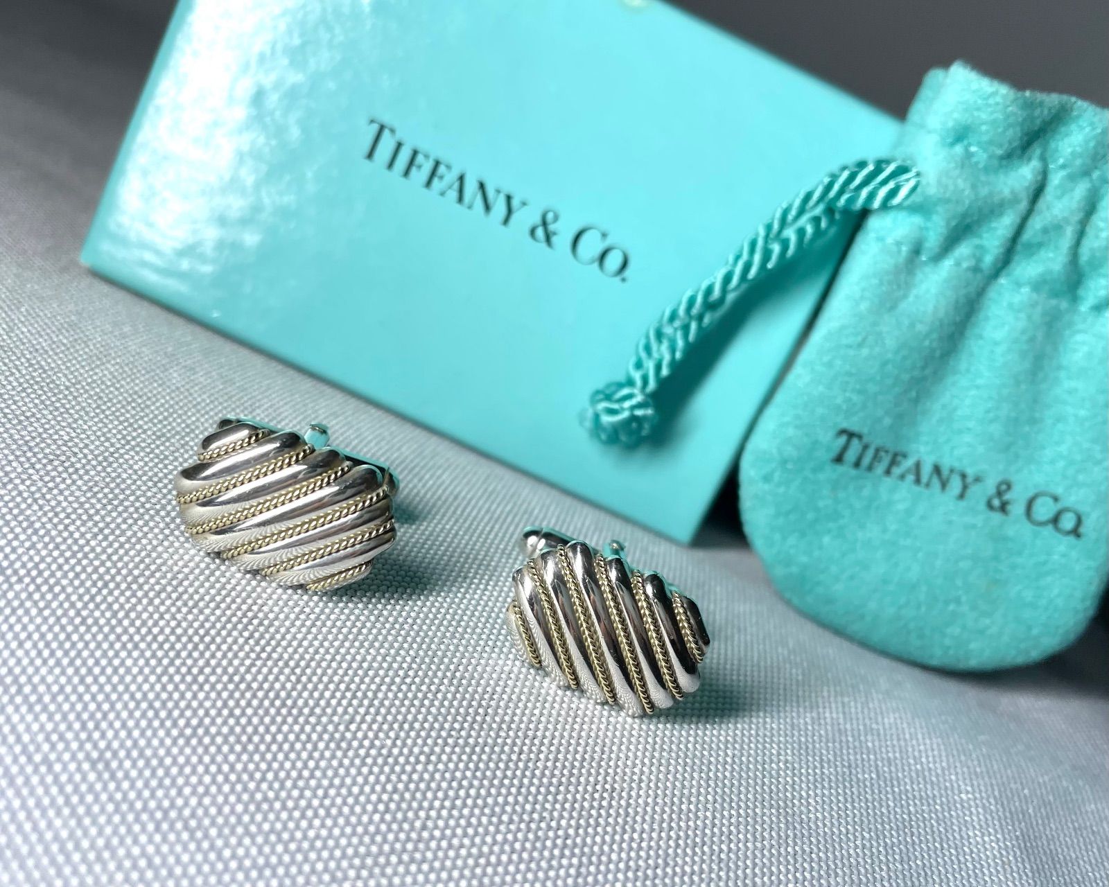 美品 Tiffany ティファニー 18Kゴールド & スターリングシルバー AU750