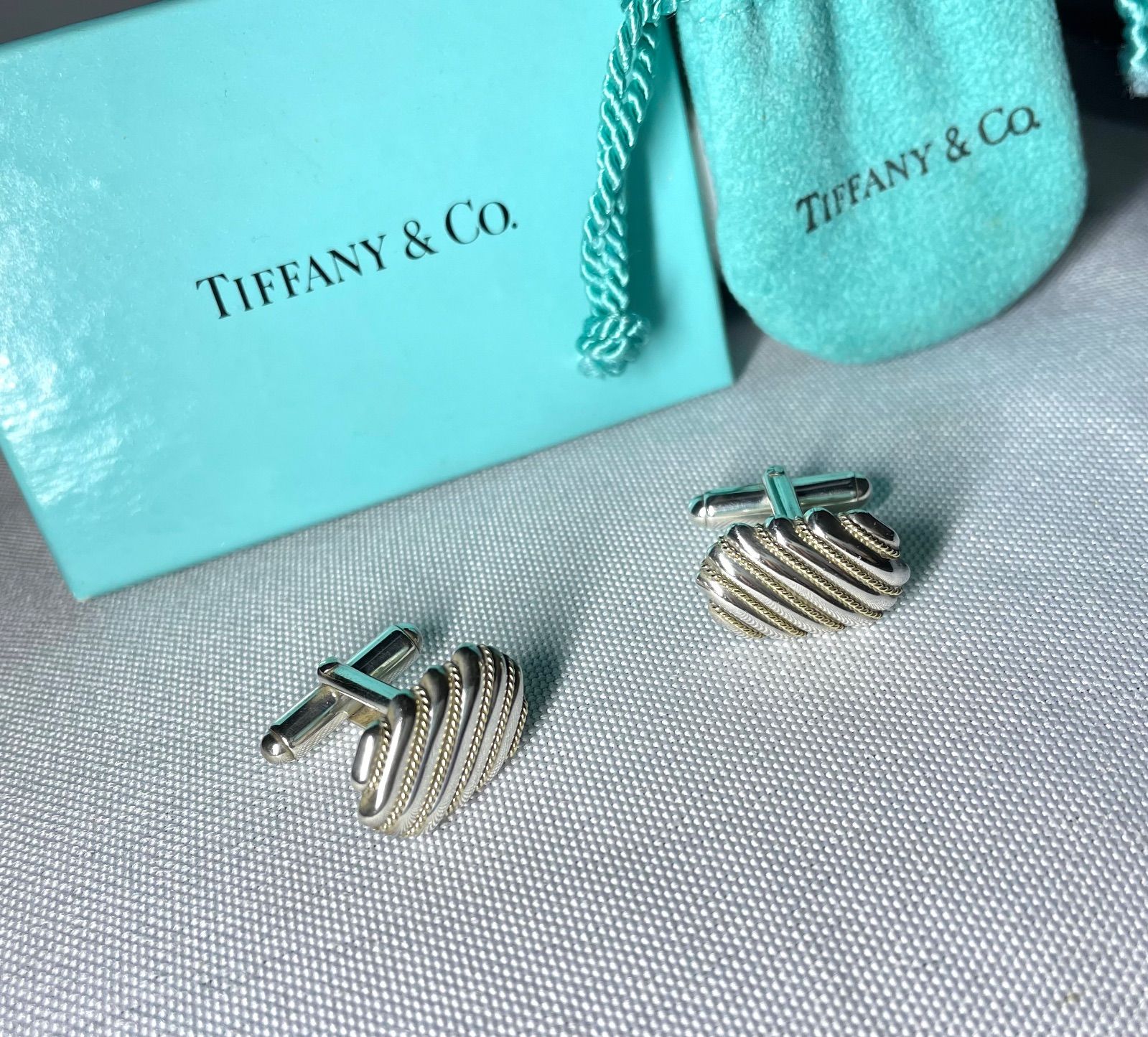美品 Tiffany ティファニー 18Kゴールド & スターリングシルバー AU750