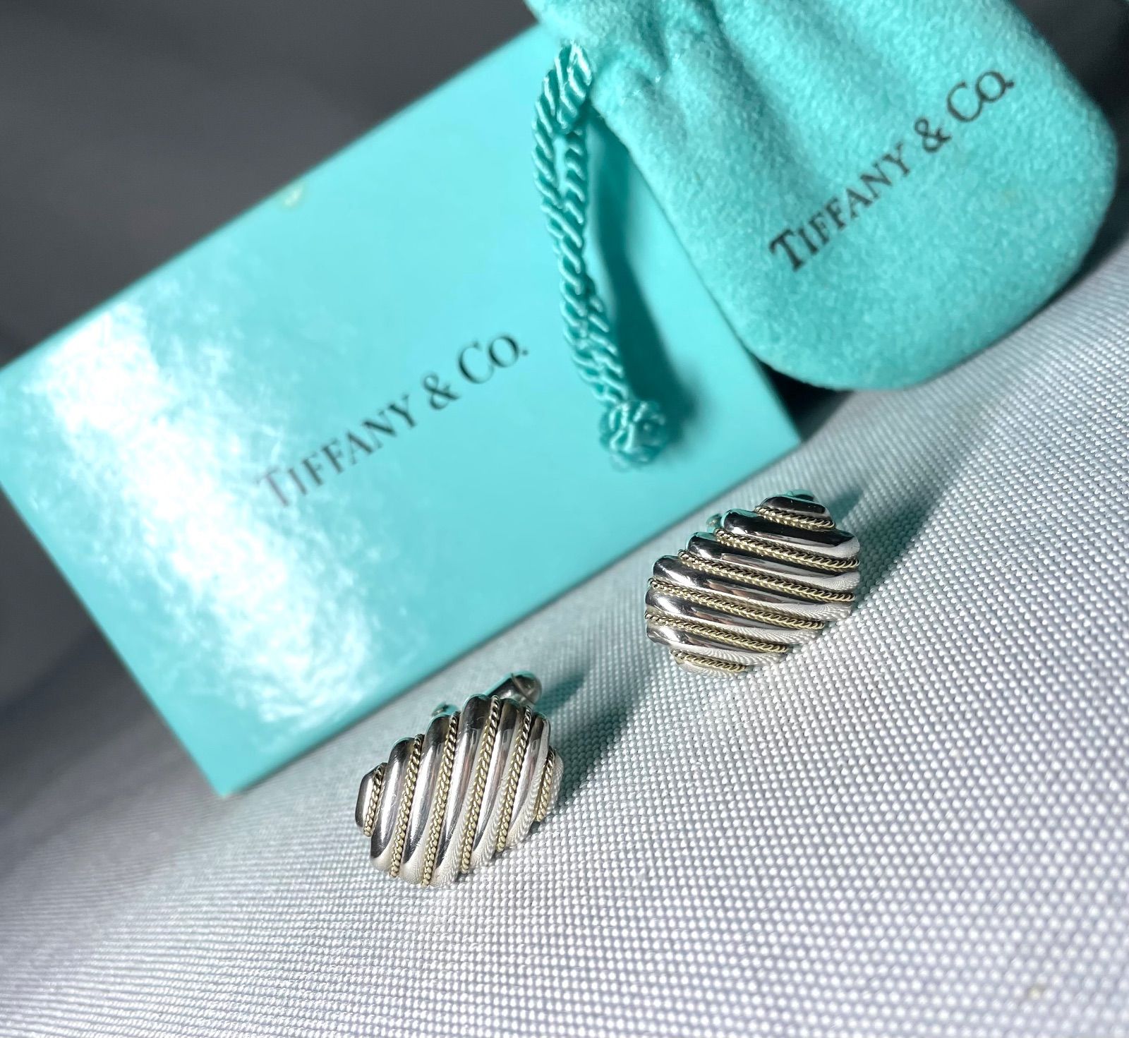 美品 Tiffany ティファニー 18Kゴールド & スターリングシルバー AU750