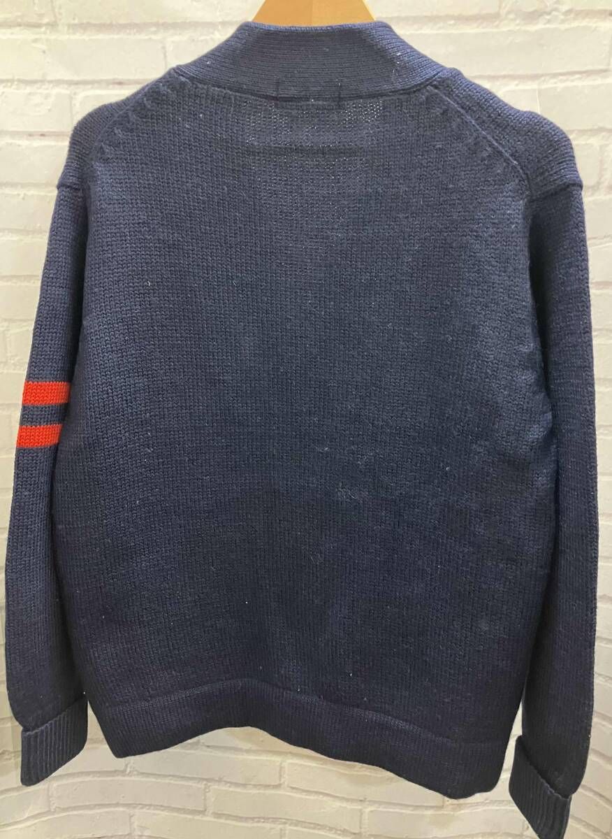 CHAPS RALPH LAUREN チャップス ラルフローレン カーディガン ワッペンレタードカーディガン 古着 ネイビー Mサイズ