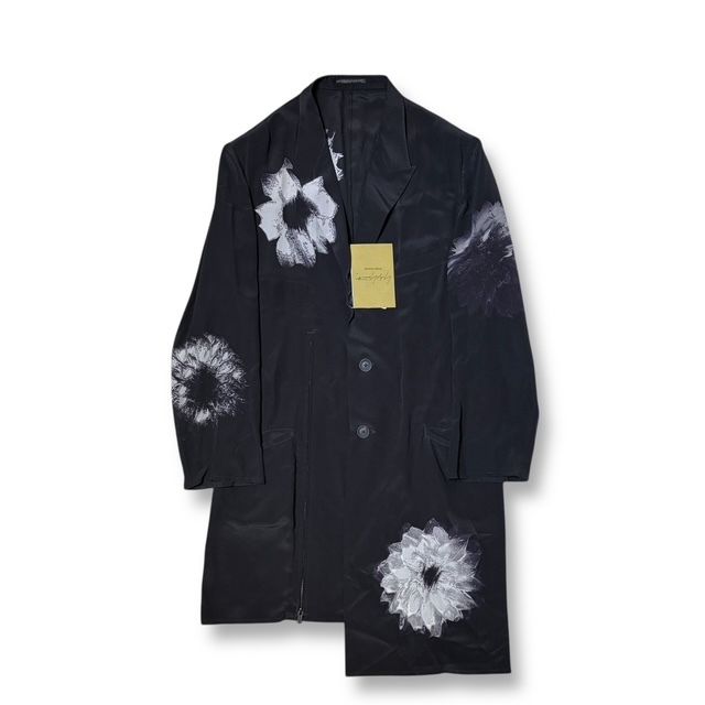 25 SS YOHJI POUR HOMME WHITE FLOWER PRINT SLIT JACKET サイズ2 ブラック HP J 63 820 1 02 ヨウジヤマモトプールオム