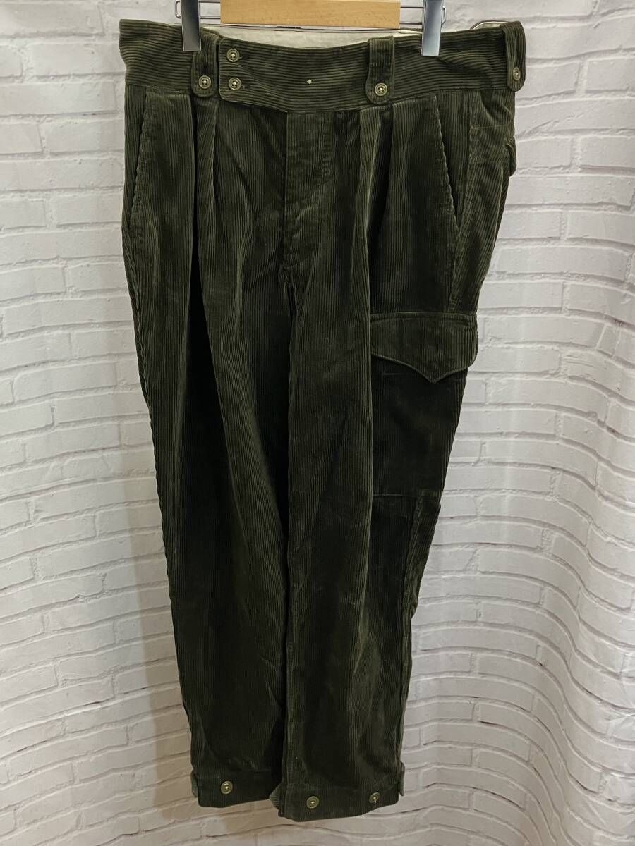 フリーホイーラーズ LOG ROLLER コ-デュロイ 後ろポケット破れあり コ-デュロイパンツ 表記サイズ36-34 オリーブ