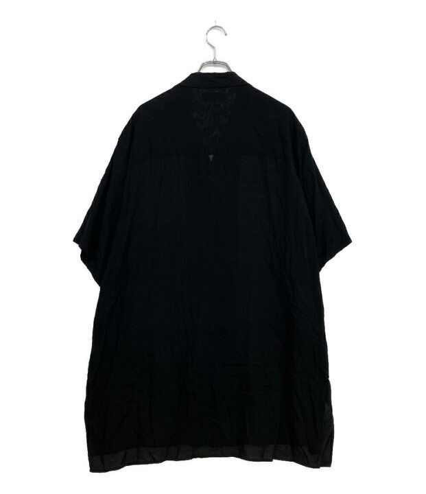 23 ss YOHJI POUR HOMME オープン シャツ タンセル開襟 サイズ2 ブラック ヨウジヤマモトプールオム HZ-B 96-222