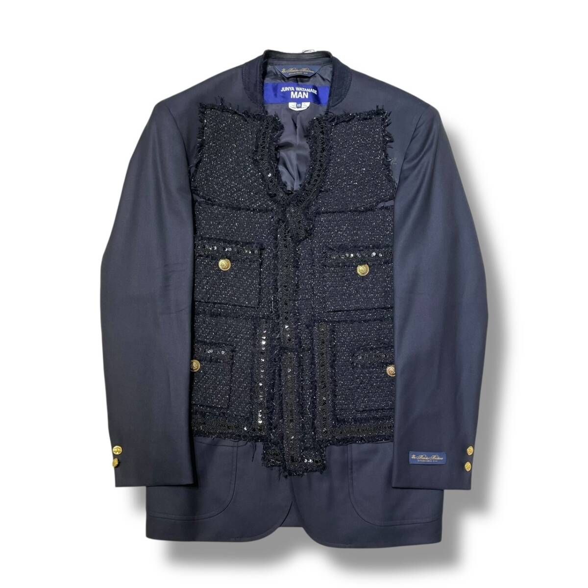 24 ss JUNYA ×Brooks Brothers tailored jacket ツイード切替ブレザー XSサイズ WM-J 022 ジュンヤワタナベ ブルックスブラザーズ