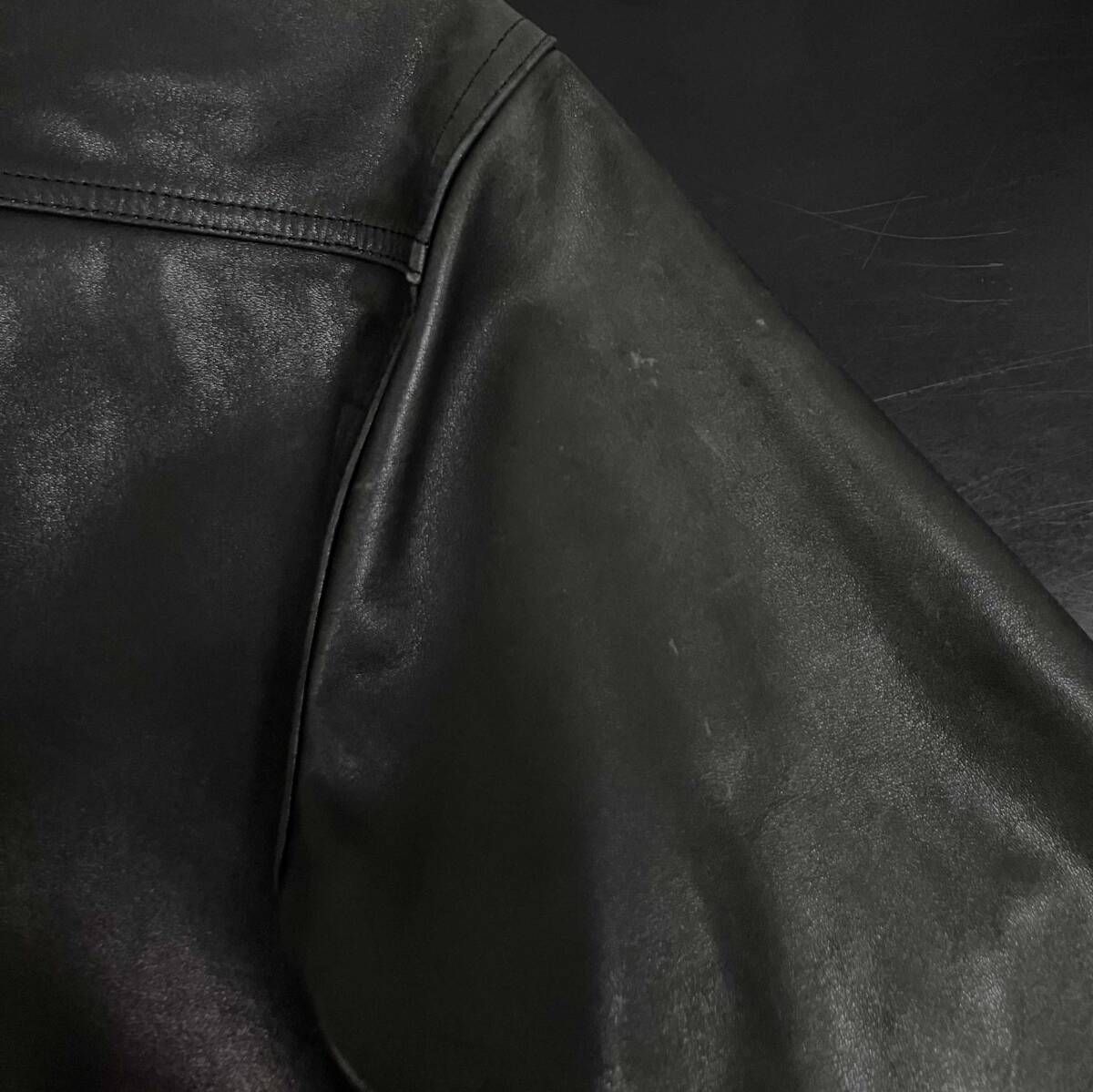 RED MOON レッドムーン 長袖シャツ 10周年記念 1000着 レザーシャツ ブラック サイズ38 中国製 表側牛革 裏側キュプラ