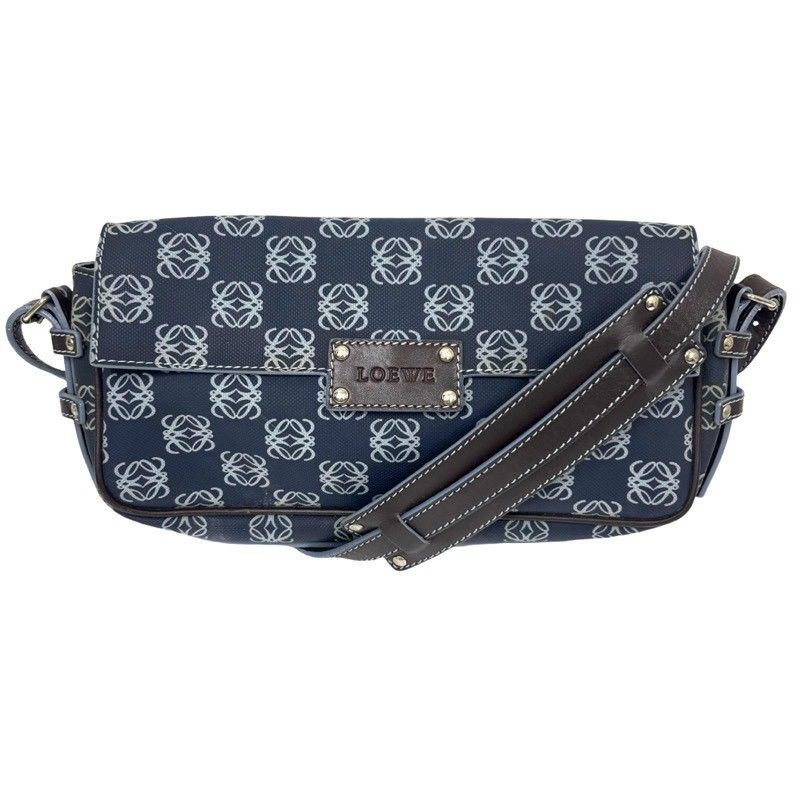 LOEWE ロエベ セミショルダー アナグラム ネイビー PVCレザー