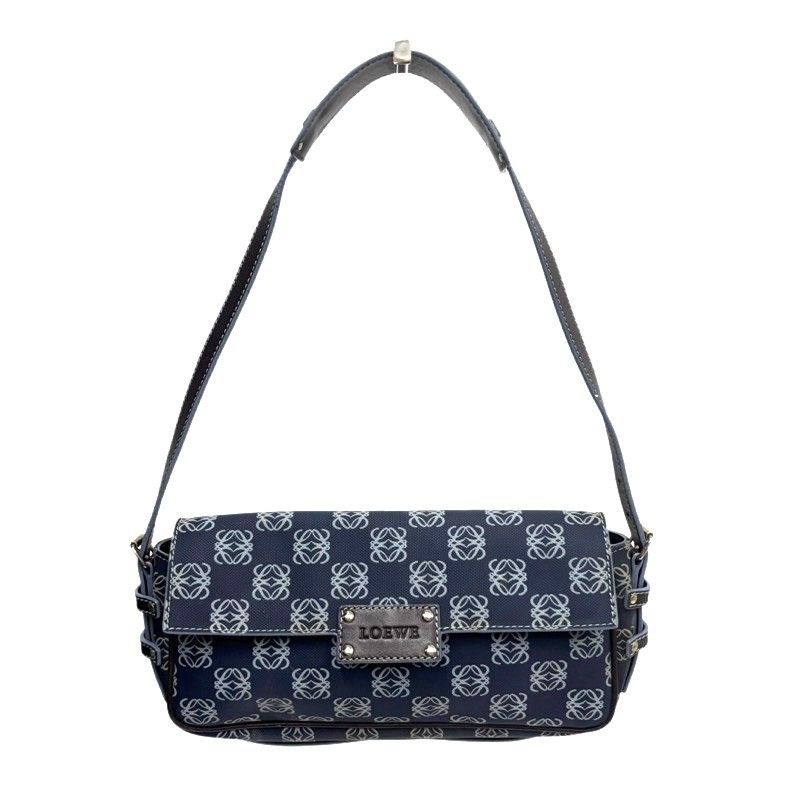 LOEWE ロエベ セミショルダー アナグラム ネイビー PVCレザー