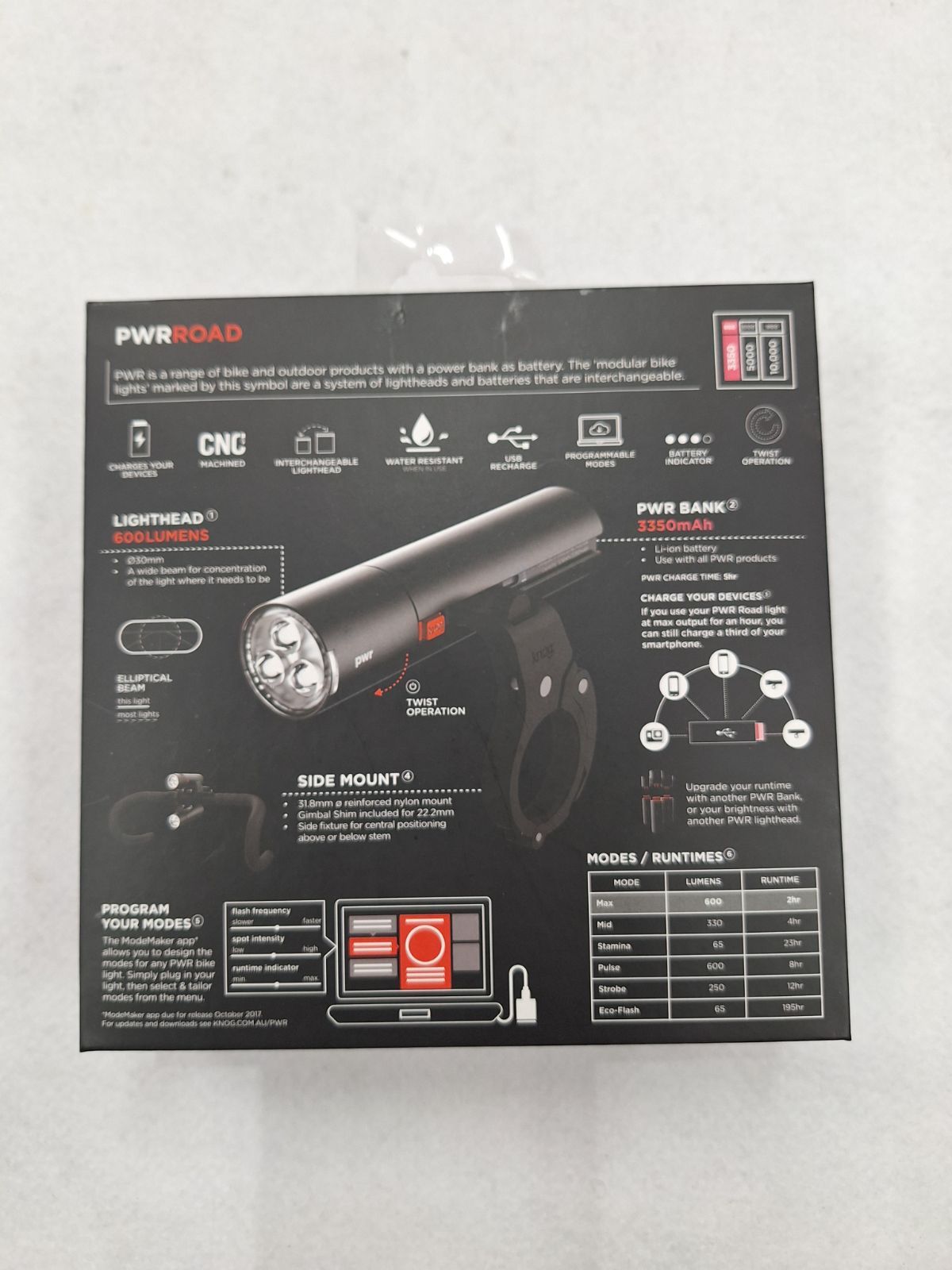 Knog PWR ROAD フロントライト 体にフィット チェーンオイル