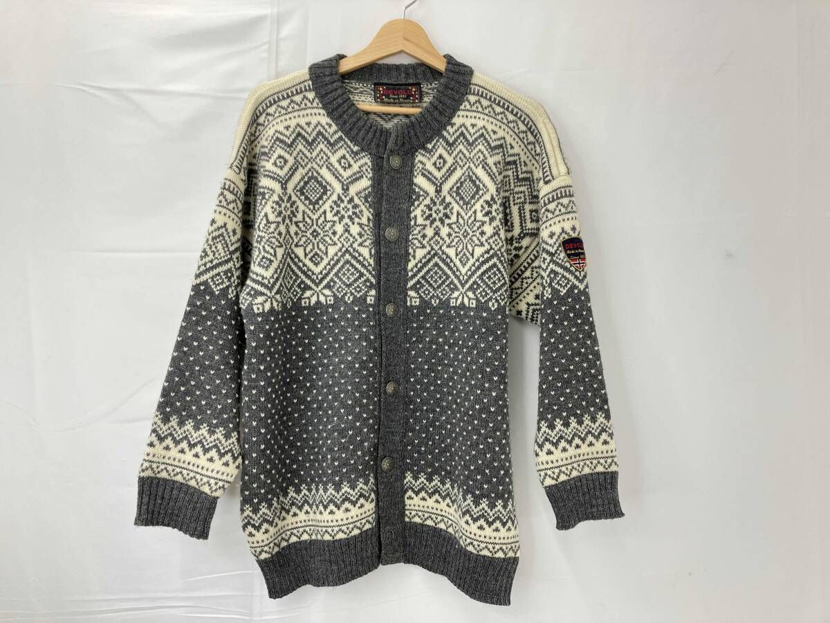 DEVOLD ディボルド Nordic ノルディックカーディガン サイズM メンズ グレー系 灰色系 ノルウェー製 ウールカーディガン ウール