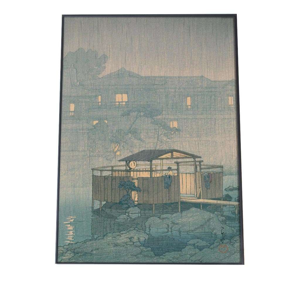 A 約59 x 84 cm bn-poster-159 川瀬巴水 かわせはすい ポスター 30修善寺之雨 複製 名画 デジタルリマスター レトロ絵画 絵師 浮世絵 和 日本 インテリア おしゃれ 縦