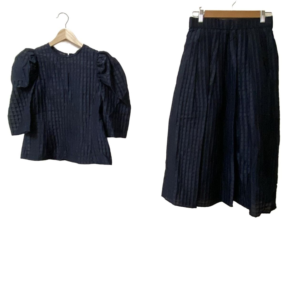 SHE Tokyo シートーキョー スカートセットアップ レディース - ダークネイビー チェック柄