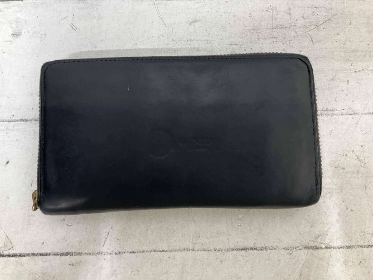 GANZO 長財布 ラウンドジップウォレット ブラック ジップ持ち手