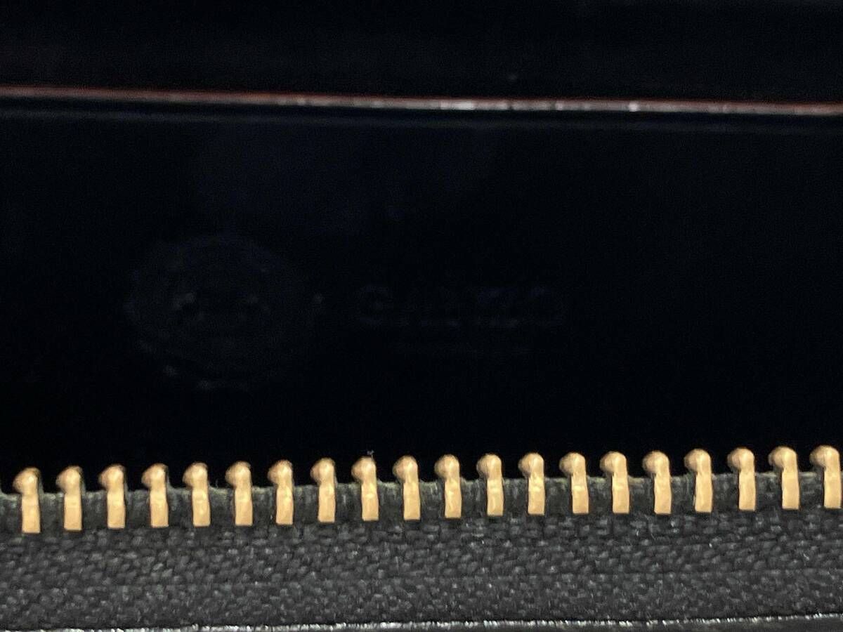 GANZO 長財布 ラウンドジップウォレット ブラック ジップ持ち手 家庭洗濯可 ロゴ入り