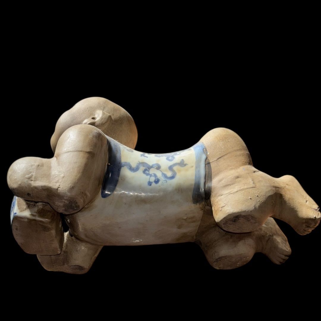 【骨董品】 中国陶磁器 陶枕 陶芸 中国美術 枕 中国磁器 青と白 染付 アンティーク 骨董 中国陶磁器枕 明